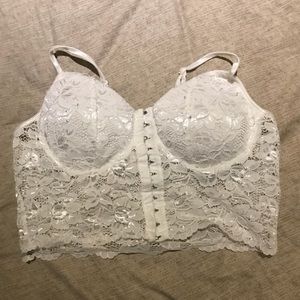 White lace crop top
